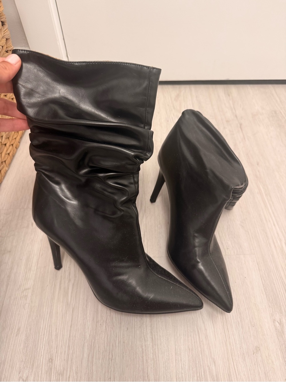 Jeffrey Campbell Black Pointed-Toe Slouchy Stiletto Boots